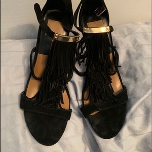 Dolce vita velvet fringe heels